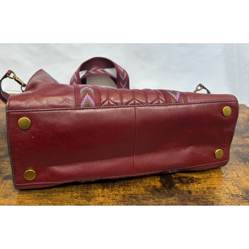 Fossil Carmen Tote Burgundy Quilted Leather Handbag Crossbody Wine Shoulder Bag - Picture 16 of 16